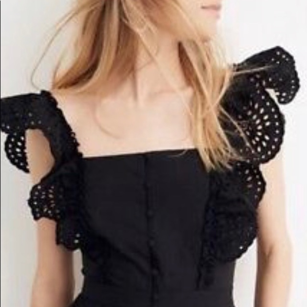 Madewell Eyelet Frilled-Strap Jumpsuit